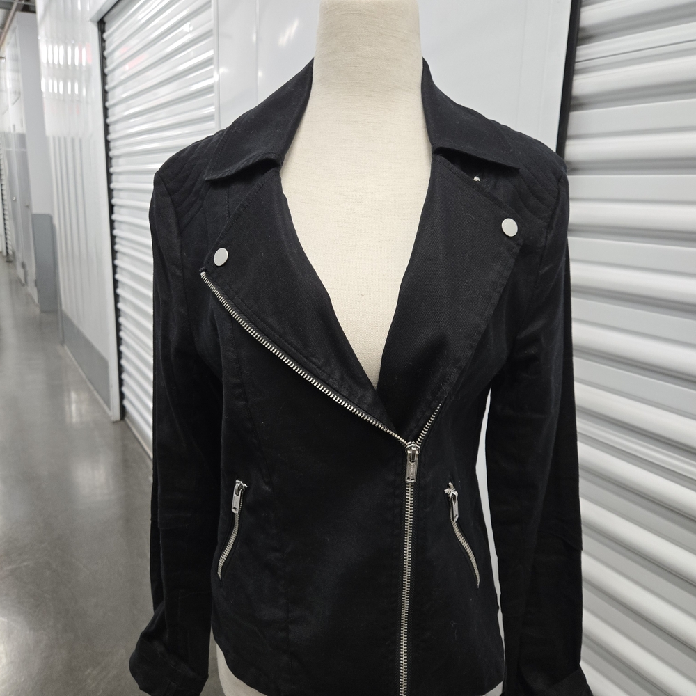 Level 99 Black Moto Jacket Women’s Small | Asymmetrical Zip | Chic Lightweight